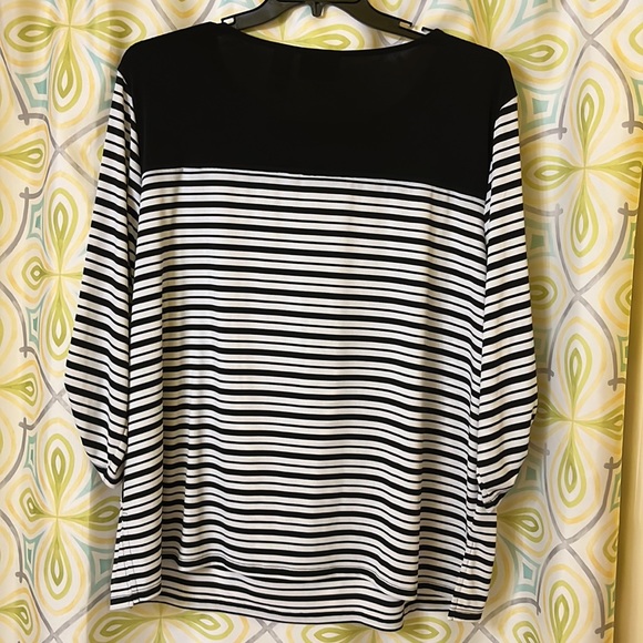 2x black white Alfred Dunner top 3/4 sleeves to gather or not - Picture 4 of 4